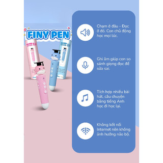 Bút chấm đọc Finypen 5.0 màu xanh - Bút chấm đọc thông minh giúp bé học song ngữ Anh Việt - Kèm bộ học liệu