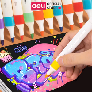 Bút Acrylic Marker Deli – Tô Màu, Vẽ Tranh DIY, Gỗ, Sứ, Thủy Tinh, Giày, Vải, Lượng Mực Tăng 80%