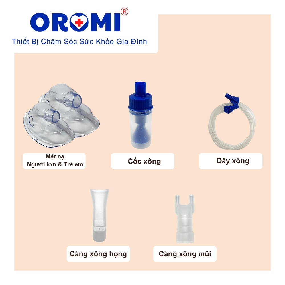 Phụ kiện Bộ xông khí dung, Bộ cốc hút của máy xông khí dung/hút mũi/hút dịch OROMI