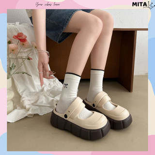 Dép sục nữ đế cao 5 cm form Mary Jane Trơn Basic Mita kiểu sandal quai hậu CS-176