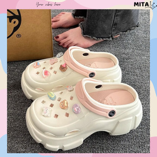 Dép sục nữ đế cao 7 cm kèm 14 charm Pizza cá tính năng động Mita CS-115