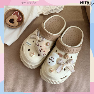 Dép sục nữ XIXITIAO kèm charm cá mèo bông đế cao 5 cm Mita CS-91