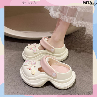 Dép mary jane, dép nữ Mita đế cao 7cm dáng Holo kèm charm Mèo cá chạy kiểu sục nữ CS-220