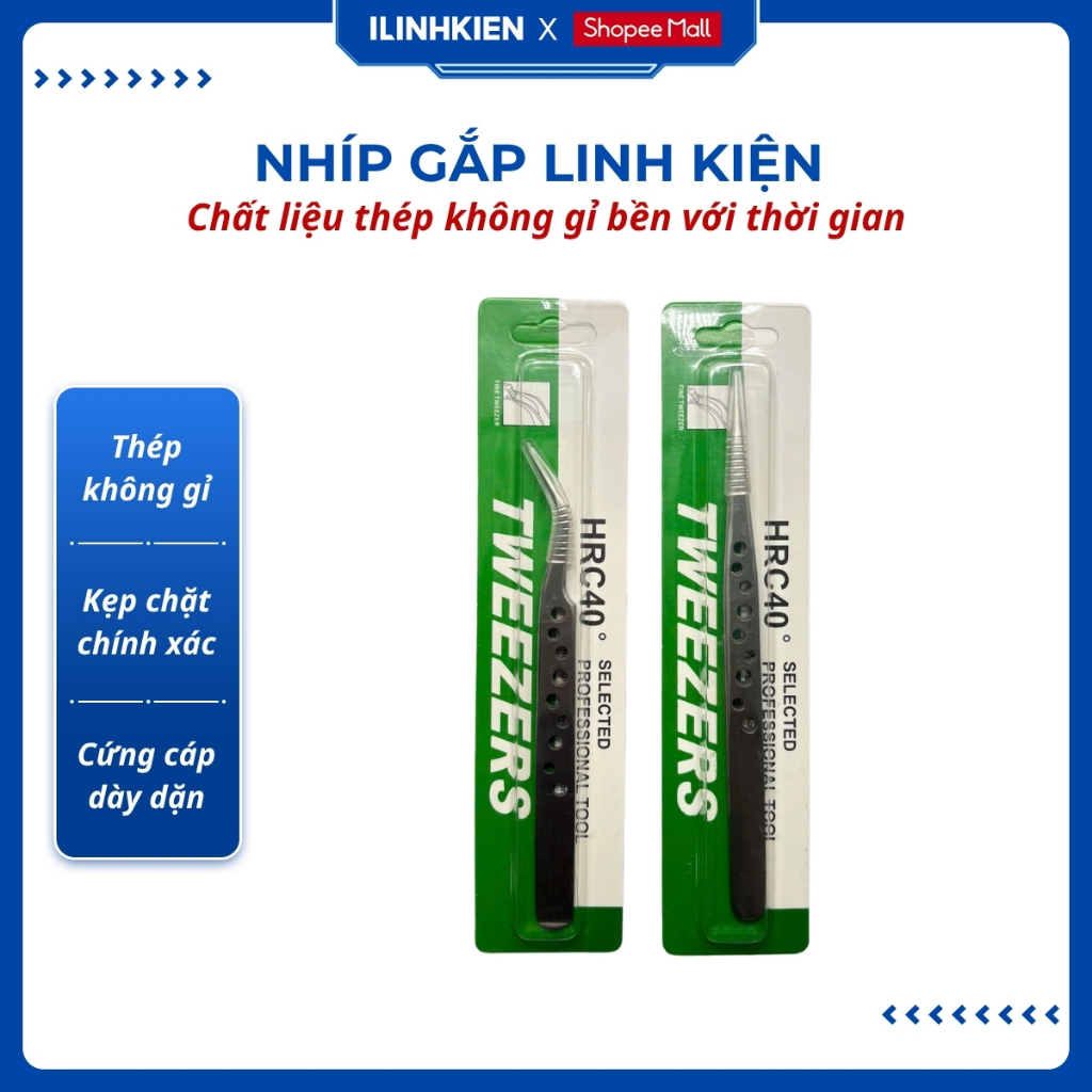 Nhíp gắp linh kiện điện tử màu trắng thép không gỉ dạng lỗ cao cấp chính hãng ilinhkien.