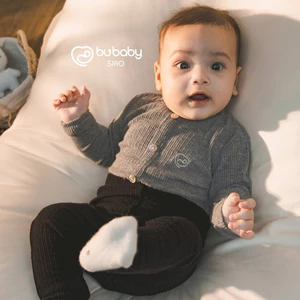 6m-2y | Bubaby Bộ dài tay cao cổ giả cúc giữa Lennie cao cấp chất liệu mềm mịn, an toàn cho da bé mùa thu đông BWL1109GC