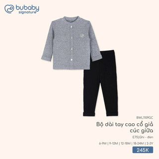 6m-2y | Bubaby Bộ dài tay cao cổ giả cúc giữa Lennie cao cấp chất liệu mềm mịn, an toàn cho da bé mùa thu đông BWL1109GC