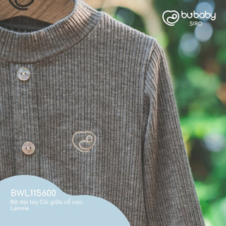 6m-2y | Bubaby Bộ dài tay cao cổ giả cúc giữa Lennie cao cấp chất liệu mềm mịn, an toàn cho da bé mùa thu đông BWL1109GC