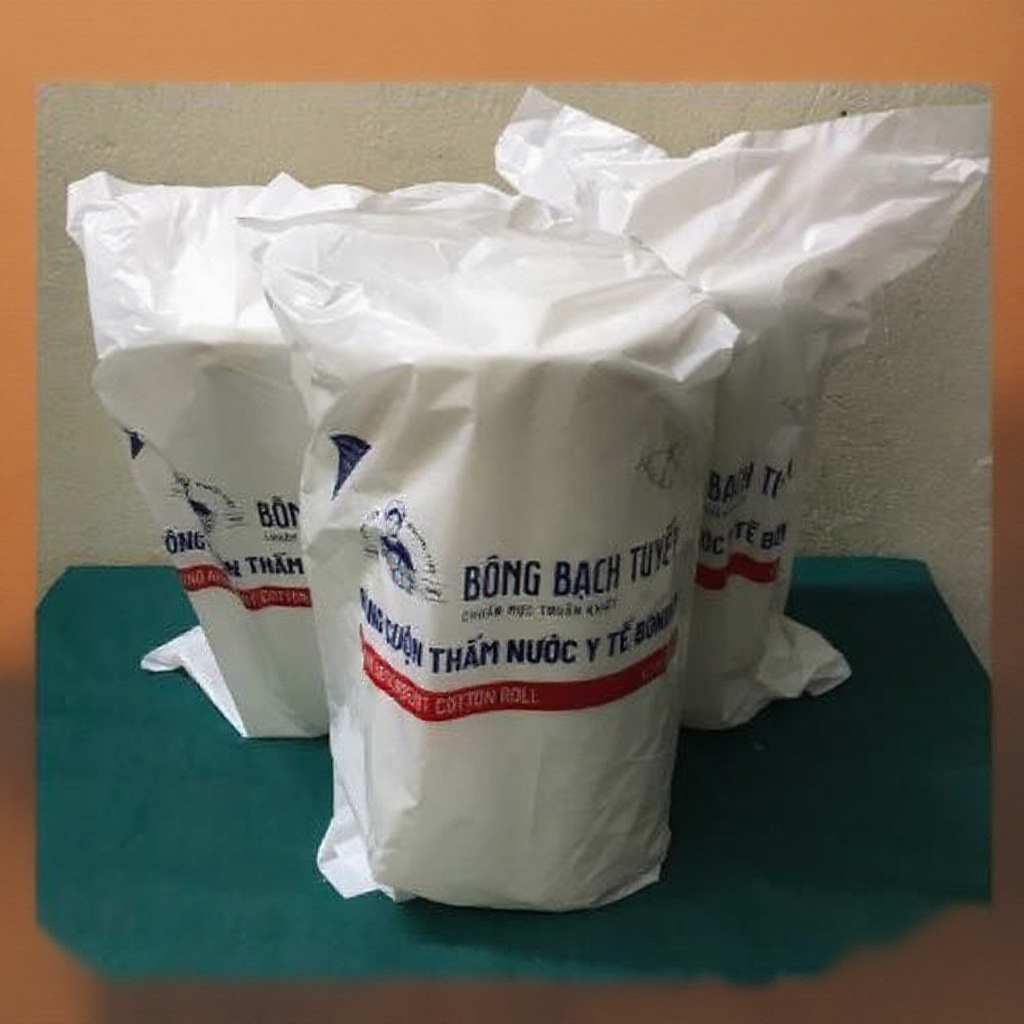 Bông cuộn Bạch Tuyết, Cuộn 1kg bông, Bông cuộn thấm nước y tế