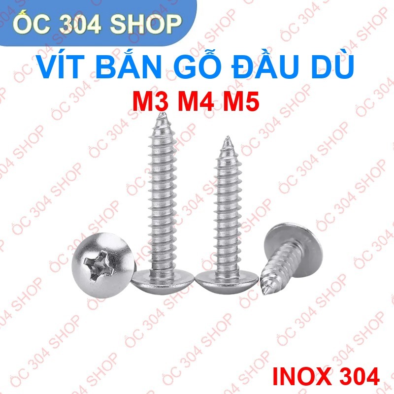 Vít Inox 304 Đầu Dù - Vít Bắt Gỗ Răng Thưa - Chống Ăn Mòn, Bền Đẹp ...