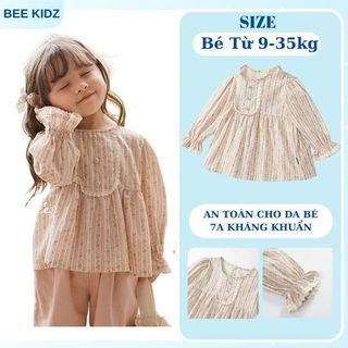 Áo Cho Bé Gái, Áo Dài Tay Cho Bé Gái Phong Cách Tiểu Thư Tay Bèo Chất Liệu Cotton Mềm Mại