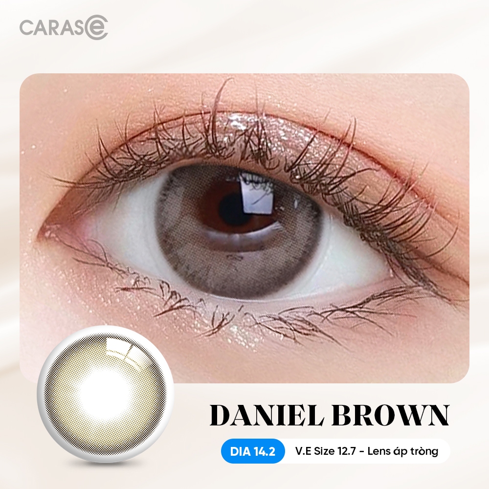 [1 chiếc] Kính áp tròng khoá ẩm 10H 3 Tháng Màu Nâu CARASE, Lens cận DANIEL BROWN