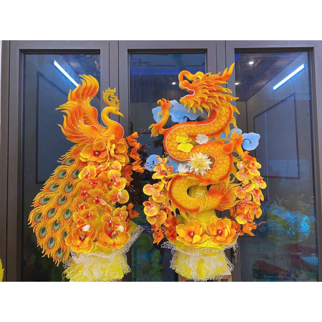 Phôi rồng phượng trang trí Oản tài lộc tráp lễ kích thước 80cm chất liệu xốp dẻo không gãy