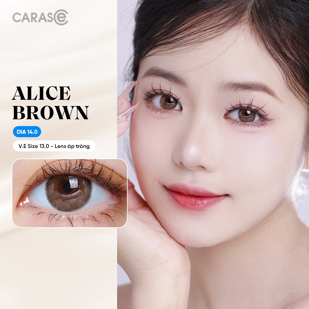 [1 chiếc] Kính áp tròng khoá ẩm 12H 1 Tháng Màu Nâu Mật Ong CARASE, Lens cận SS ALICE BROWN