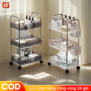 Xe Đẩy Spa 2/3/4 Tầng Kệ Nhựa Trong Suốt Có Bánh Xe ,Kệ xe đẩy cao cấp