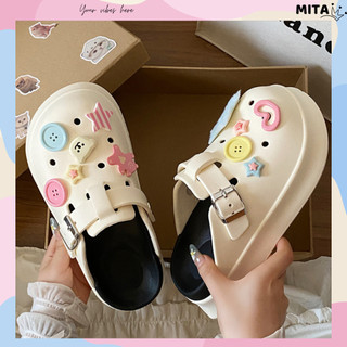 Dép sục nữ đế cao 5cm kèm charm Ngôi sao lông Mita SR V2 kiểu sandal dễ thương năng động CS-201
