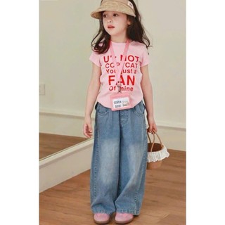 [B&G] Sét bộ áo thun hồng in chữ phối quần jean cá tính cho bé gái từ 10-45kg(2-12 tuổi)