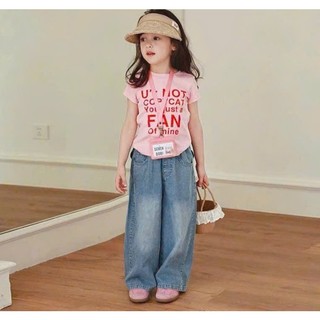 [B&G] Sét bộ áo thun hồng in chữ phối quần jean cá tính cho bé gái từ 10-45kg(2-12 tuổi)