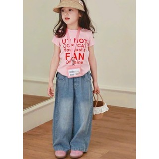 [B&G] Sét bộ áo thun hồng in chữ phối quần jean cá tính cho bé gái từ 10-45kg(2-12 tuổi)