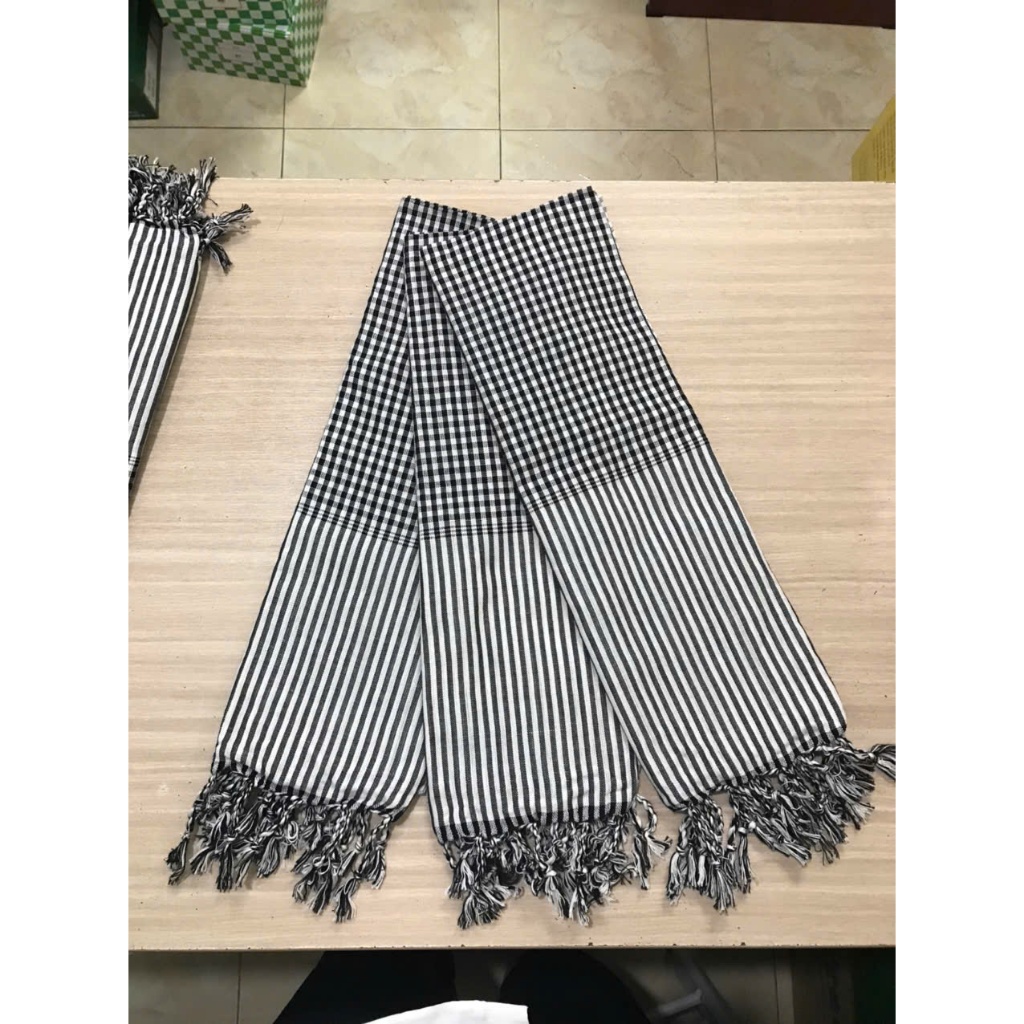 Khăn Rằn Cao Cấp Màu Xanh Dương - Trắng Chất Liệu 100% Cotton Mềm Mại