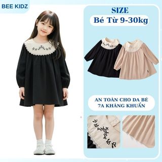 Váy Dài Tay Cho Bé Thiết Kế Basic,Váy Cho Bé Gái Họa Tiết Thêu Hoa Dễ Thương Chất Liệu Cotton Mềm