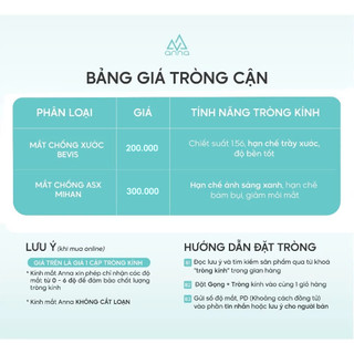 Tròng kính cận ANNA tráng cứng giảm xước và chống tia uv từ 0 đến 6 độ