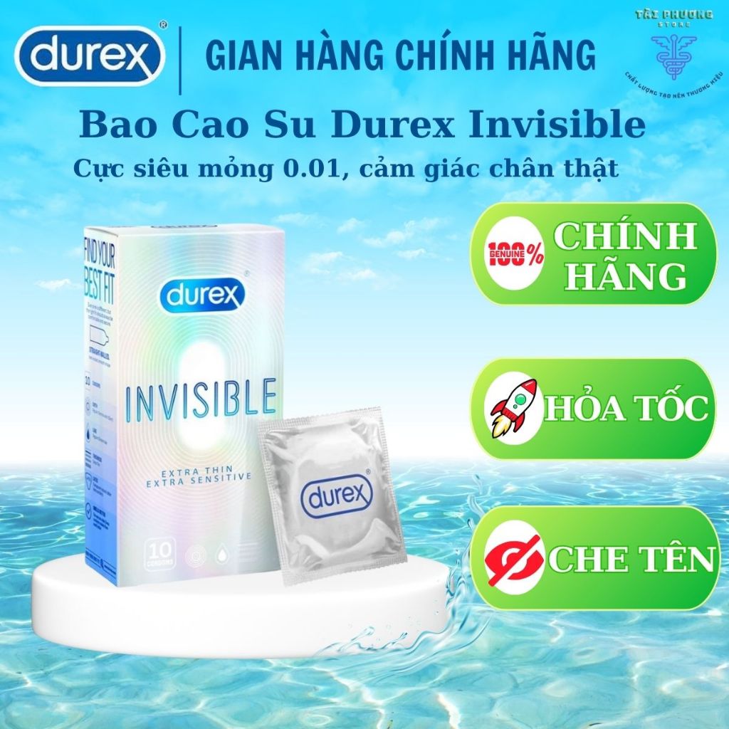 Bao cao su Durex Invisible - Siêu mỏng, nhiều gel, kéo dài thời gian ...
