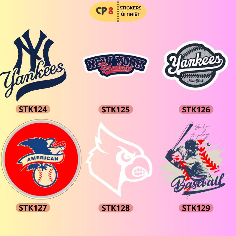 Bộ Hình In, Ủi Nhiệt MLB Baseball 03 - CP8 PET Sticker