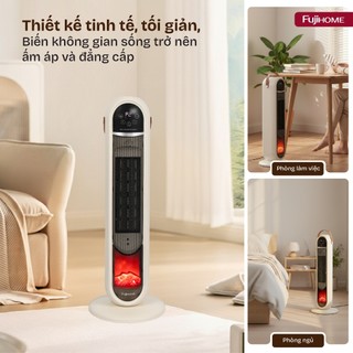 Quạt Sưởi gốm Fujihome FH202 Sưởi Nhanh, Khử Khuẩn, Bảo Vệ Gia Đình Bạn, điều khiển bằng giọng nói