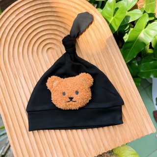 Mũ nón cotton thắt nút đính gấu cho bé trai, bé gái 3-10kg. Mũ nón củ tỏi cho bé sơ sinh. Dino Kids