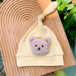 Mũ nón cotton thắt nút đính gấu cho bé trai, bé gái 3-10kg. Mũ nón củ tỏi cho bé sơ sinh. Dino Kids