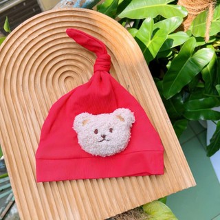 Mũ nón cotton thắt nút đính gấu cho bé trai, bé gái 3-10kg. Mũ nón củ tỏi cho bé sơ sinh. Dino Kids