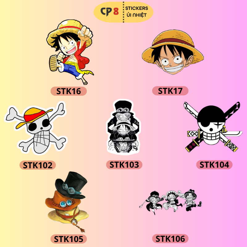 Bộ Hình In, Ủi Nhiệt One Piece 01 - CP8 PET Sticker