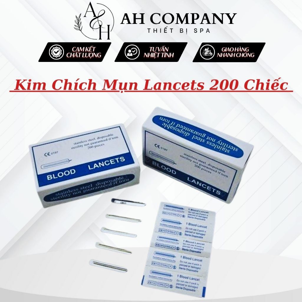 Kim Chích Mụn, Kim Lấy Máu Lancets, Sử Dụng An Toàn Tiện Dụng Trong Spa Thẩm Mỹ Viện, Hộp 200 Chiếc