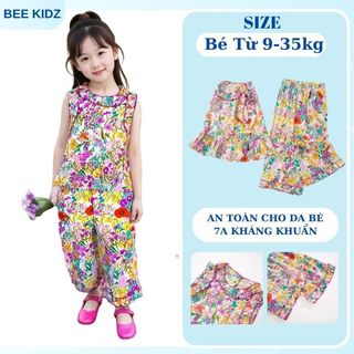 Đồ Bộ Bé Gái, Set Đồ Bé Gái Thiết Kế Áo Sát Nách Quần Ống Suông Họa Tiết Hoa Chất Liệu Mát Mẻ