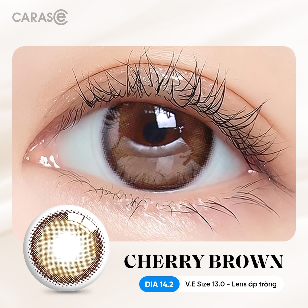 [1 chiếc] Kính áp tròng khoá ẩm 10H 3 Tháng Màu Nâu CARASE, Lens cận CHERRY BROWN