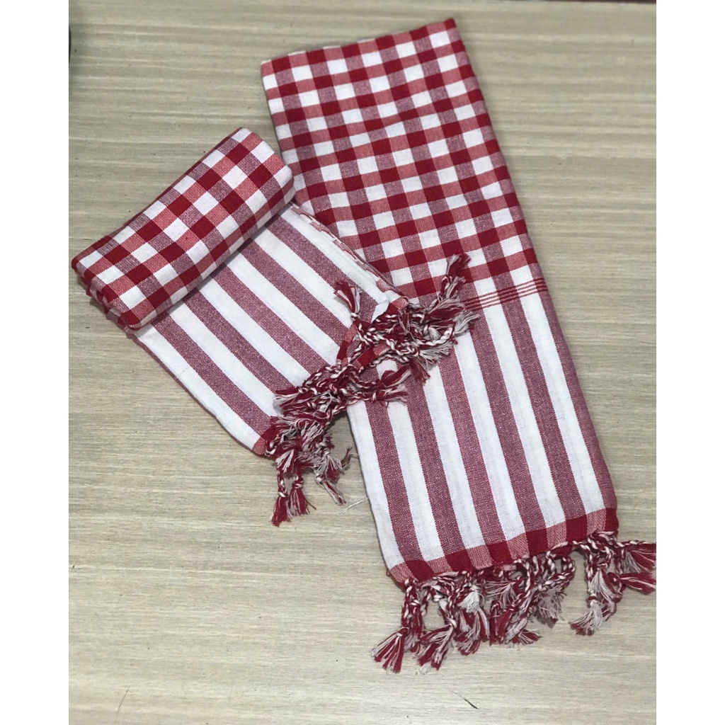 Khăn Rằn Cao Cấp Màu Xanh Dương - Trắng Chất Liệu 100% Cotton Mềm Mại