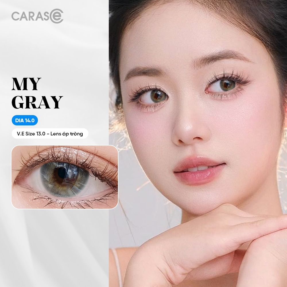[1 chiếc] Kính áp tròng khoá ẩm 8H 3 Tháng Màu Xám Dịu Nhẹ CARASE, Lens cận B MY GRAY