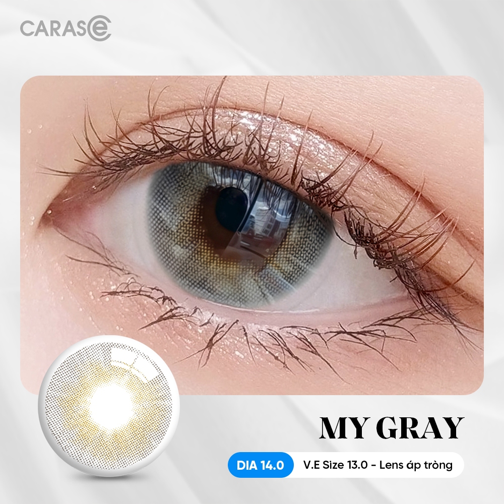 [1 chiếc] Kính áp tròng khoá ẩm 8H 3 Tháng Màu Xám Dịu Nhẹ CARASE, Lens cận B MY GRAY