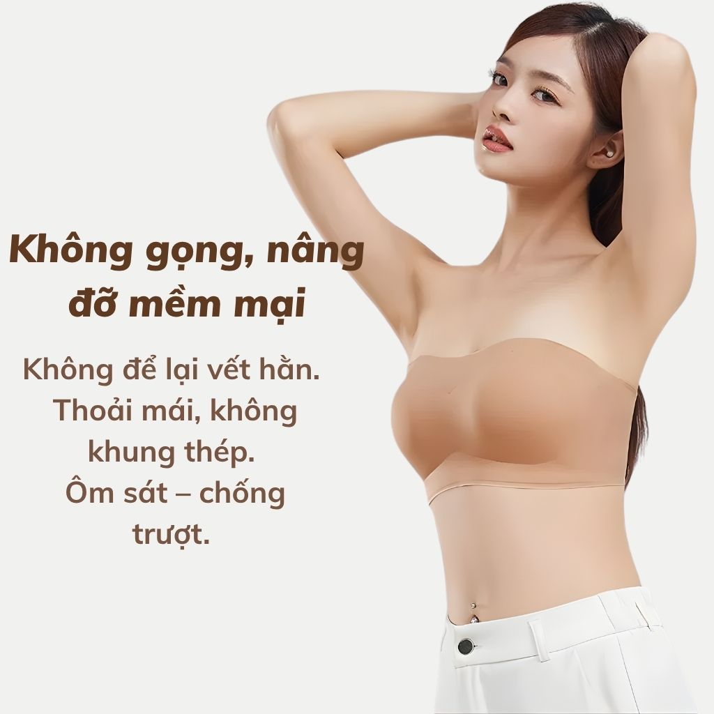 Áo ngực nữ không dây đúc su mềm mịn mút 1cm, Áo ngực nữ ôm quả viền silicone chống tuột LANIXA A2382