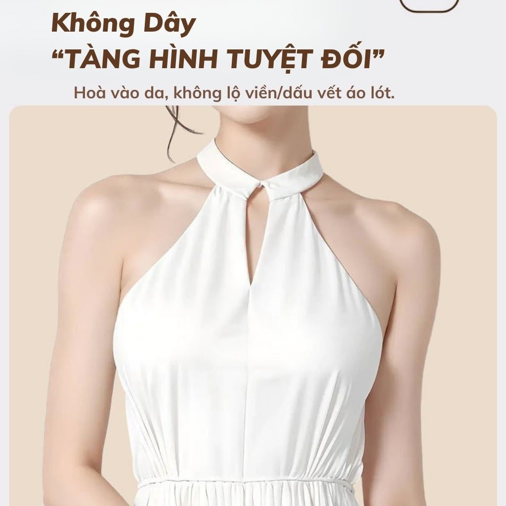 Áo ngực nữ không dây đúc su mềm mịn mút 1cm, Áo ngực nữ ôm quả viền silicone chống tuột LANIXA A2382