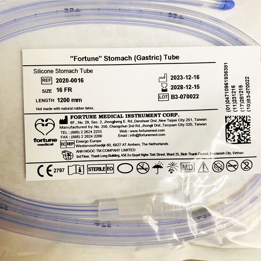 Ống dây nuôi ăn Silicone Fortune, ống Sonde dây nuôi ăn xông dạ dày Silicone, dây xông ăn Silicone dài ngày