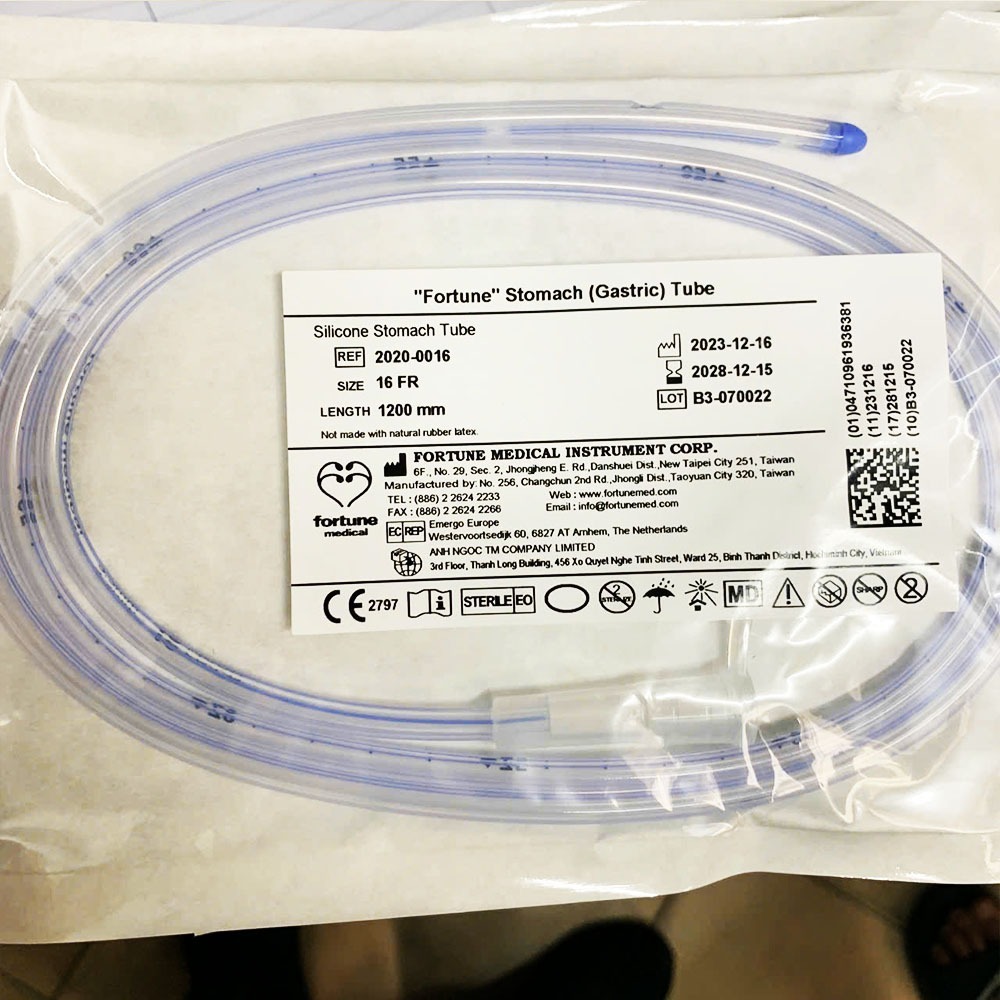 Ống dây nuôi ăn Silicone Fortune, ống Sonde dây nuôi ăn xông dạ dày Silicone, dây xông ăn Silicone dài ngày