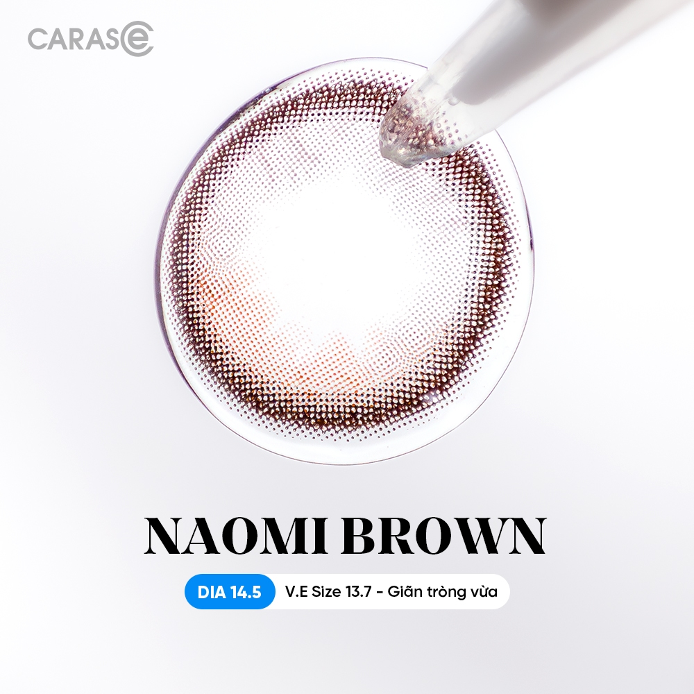 [1 chiếc] Kính áp tròng khoá ẩm 12H 1 Tháng Màu Nâu Mật Ong CARASE, Lens cận SS NAOMI BROWN