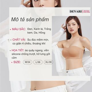 Áo ngực nữ không dây quây ngang cao cấp dày 1cm silicone chống tuột nâng đỡ ngực DEVARI A2382