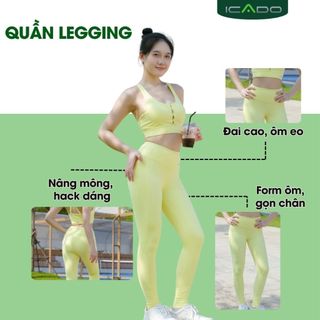 Quần Legging Nữ Tập Gym Yoga HT104 ICADO Quần Legging Yoga Thun Lạnh Co Giãn Ôm Dáng thegioidotap