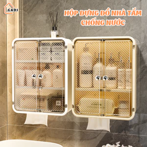 Hộp Đựng Đồ Nhà Tắm Đa Năng 2 Tầng, Tủ Đựng Đồ Nhà Tắm Treo Tường Chống Nước Có Cửa Hips Năm Châm Siêu Tiện Lợi