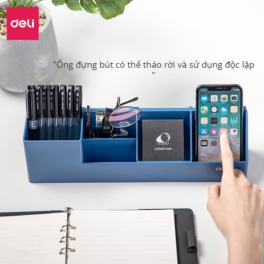 Kệ Tài Liệu Deli 4 / 3 Ngăn Kèm Ống Bút Tháo Rời Nhỏ Gọn, Tiện Dụng, Lưu Trữ Hồ Sơ Văn Phòng