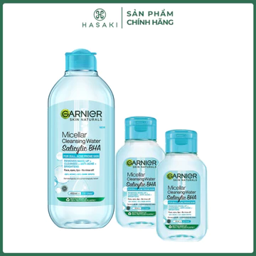 Combo Nước Tẩy Trang Garnier Dành Cho Da Dầu Và Mụn 400ml + 50mlx2 Hasaki Sản Phẩm Chính Hãng