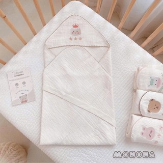 [MONONA] Ủ Choàng Organic Monona 3 Lớp Có Mũ Cao Cấp Thoáng Mát Mềm Mịn Cho Bé Sơ Sinh - Lucie's Mom