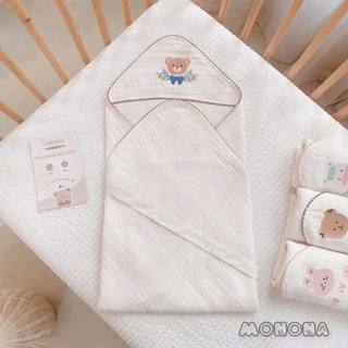 [MONONA] Ủ Choàng Organic Monona 3 Lớp Có Mũ Cao Cấp Thoáng Mát Mềm Mịn Cho Bé Sơ Sinh - Lucie's Mom